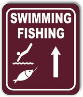 SWIMMING FISHING DIRECTIONAL UPWARDS ARROW CAMPING Metal Aluminum composite sign
