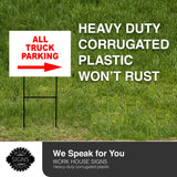 ALL TRUCK PARKING RIGHT arrow red Yard Sign with Stand LAWN SIGN