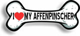 I Love My Affenpinscher Bone Car Magnet Magnetic Bumper Sticker dog lover 3"x7"