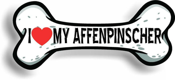 I Love My Affenpinscher Bone Car Magnet Magnetic Bumper Sticker dog lover 3"x7"