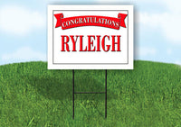 RYLEIGH CONGRATULATIONS RED BANNER 18in x 24in Yard sign with Stand