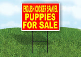 English Cocker Spaniel PUPPIES FOR SALE Yard Sign Road with Stand LAWN SIGN