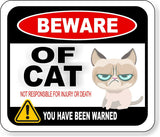 BEWARE OF CAT NOT RESPONSIBLE FOR INJURY OR DEATH Metal Aluminum composite sign