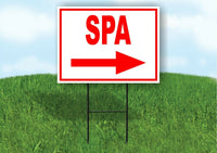 SPA RIGHT arrow red Yard Sign Road with Stand LAWN SIGN Single sided