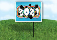 Class of 2021 Blue colorful Yard Sign Road with Stand LAWN SIGN