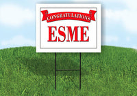 ESME CONGRATULATIONS RED BANNER 18in x 24in Yard sign with Stand