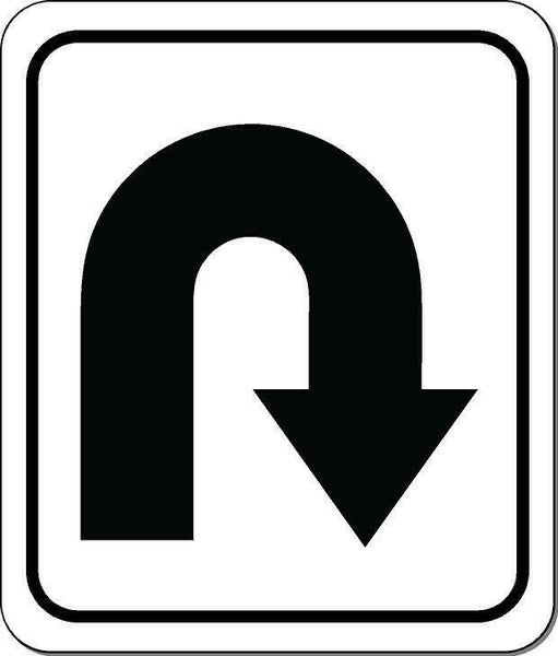 U-Turn Right arrow Black metal outdoor sign
