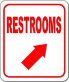 RESTROOMS DIRECTIONAL RED 8 Arrow Variations Metal Aluminum composite sign