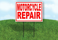 MOTORCYCLE REPAIR RED WHITE Yard Sign Road with Stand LAWN SIGN