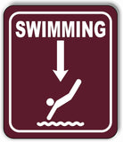 SWIMMING DIRECTIONAL DOWNWARDS ARROW CAMPING Metal Aluminum composite sign