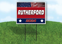 RUTHERFORD FLAG RED 2024 18inx24in Yard Road Sign w/ Stand