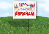 ABRAHAM HAPPY BIRTHDAY BALLOONS 18 in x 24 in Yard Sign Road Sign with Stand