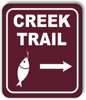 CREEK TRAIL DIRECTIONAL RIGHT ARROW CAMPING Metal Aluminum composite sign
