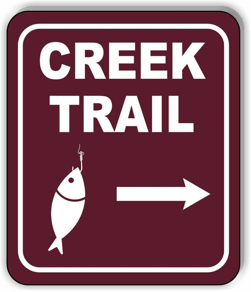 CREEK TRAIL DIRECTIONAL RIGHT ARROW CAMPING Metal Aluminum composite sign