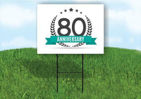 80 year anniversary Yard Sign Road with Stand LAWN SIGN