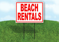 BEACH Rentals RED Yard Sign Road with Stand LAWN SIGN