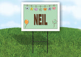 NEIL WELCOME BABY GREEN  18 in x 24 in Yard Sign Road Sign with Stand