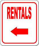 RENTALS DIRECTIONAL RED 8 Arrow Variations Metal Aluminum composite sign