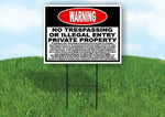 WARNING NO TRESPASSING OR ILLEGAL ENTRY BLAC Yard Sign Road with Stand LAWN SIGN