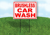 BRUSHLESS CAR WASH RED WHITE Yard Sign Road with Stand LAWN SIGN