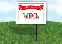 VALENCIA CONGRATULATIONS RED BANNER 18in x 24in Yard sign with Stand