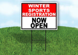 SPORTS REGISTRATION RED WHITE WINTER Yard Sign with Stand LAWN SIGN