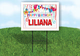 LILIANA HAPPY BIRTHDAY BALLOONS 18 in x 24 in Yard Sign Road Sign with Stand