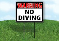 WARNING NO DIVING RED Plastic Yard Sign ROAD SIGN with Stand