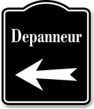 Depanneur Left Arrow BLACK Aluminum Composite Sign
