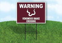 WARNING VENOMOUS SNAKE CROSSING TRAIL Yard Sign Road with Stand LAWN SIGN
