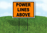 Power Lines Above Construction ORANGE BLACK Yard Sign Road with Stand LAWN SIGN