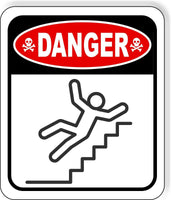 DANGER HANDRAILS STAIRS FALLING  HAZARD Metal Aluminum composite sign