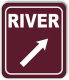 RIVER DIRECTIONAL 45 DEGREES UP RIGHT ARROW CAMPING Aluminum composite sign