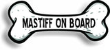 Dog on Board Mastiff Bone Car Magnet Bumper Sticker 3"x7"