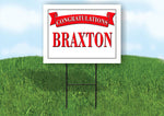 BRAXTON CONGRATULATIONS RED BANNER 18in x 24in Yard sign with Stand