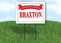 BRAXTON CONGRATULATIONS RED BANNER 18in x 24in Yard sign with Stand