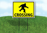 Sasquatch BIGFOOT CROSSING XING YELLOW Plastic Yard Sign ROAD SIGN with Stand