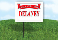 DECLAN CONGRATULATIONS RED BANNER 18in x 24in Yard sign with Stand