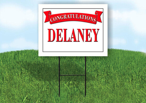 DECLAN CONGRATULATIONS RED BANNER 18in x 24in Yard sign with Stand