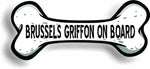 Dog on Board Brussels Griffon Bone Car Magnet Bumper Sticker 3"x7"