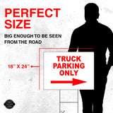 TRUCK PARKING ONLY RIGHT arrow red Yard Sign with Stand LAWN SIGN
