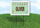 OLIVER WELCOME BABY GREEN  18 in x 24 in Yard Sign Road Sign with Stand