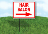HAIR SALON RIGHT arrow red Yard Sign Road with Stand LAWN SIGN Single sided