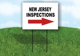 INSPECTIONS RIGHT ARROW RED_ NEW JERSEY Yard Sign with Stand LAWN SIGN