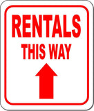 RENTALS THIS WAY DIRECTIONAL RED 8 Arrow Variations Aluminum composite sign