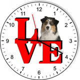 Australian Shepard Love Park Cute Puppy Dog kitchen living room Wall Clock