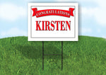 KIRSTEN CONGRATULATIONS RED BANNER 18in x 24in Yard sign with Stand