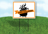 HAPPY HALLOWEEN CAULDRON BANNER Yard Sign with Stand LAWN SIGN