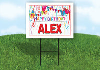 ALEX HAPPY BIRTHDAY BALLOONS 18 in x 24 in Yard Sign Road Sign with Stand