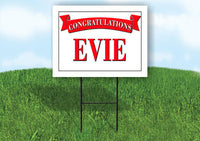EVIE CONGRATULATIONS RED BANNER 18in x 24in Yard sign with Stand
